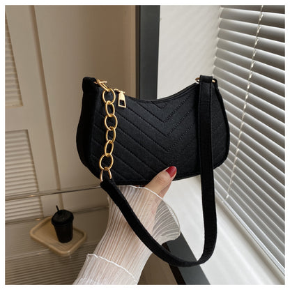 Mini Shoulder Bags for Women Fashion Felt Women's Bag Design Advanced Underarm Handbags Beautiful Purses Crescent SaddleBag 2025