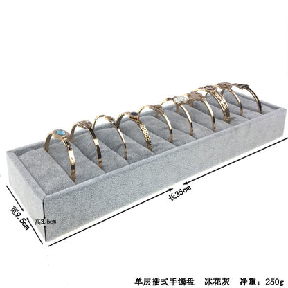 Ice Flower Velvet Jewelry Box Display Plate Ring Bracelet Trapezoidal Jewelry Display Stand Gold and Silver Jewelry Props