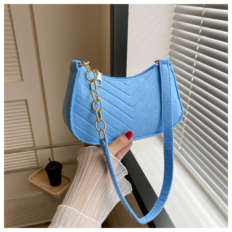Mini Shoulder Bags for Women Fashion Felt Women's Bag Design Advanced Underarm Handbags Beautiful Purses Crescent SaddleBag 2025