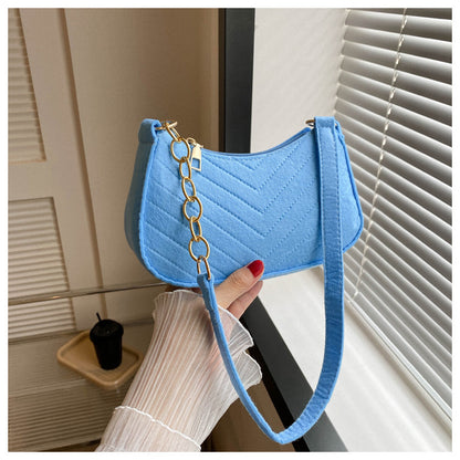 Mini Shoulder Bags for Women Fashion Felt Women's Bag Design Advanced Underarm Handbags Beautiful Purses Crescent SaddleBag 2025