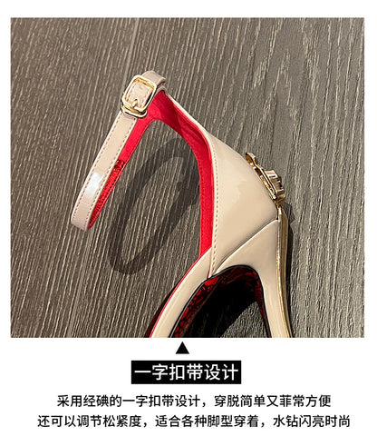 2026 Fashion Patent Leather High-Heeled Sandals for Women Luxury Designer Shoes with Fine Heel Sexy High Heels Elegant Zapatos
