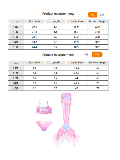 Girls Mermaid Swimsuit Mermaid Tail with Gauze Ariel Princess Swimsuit Children's Swimsuit