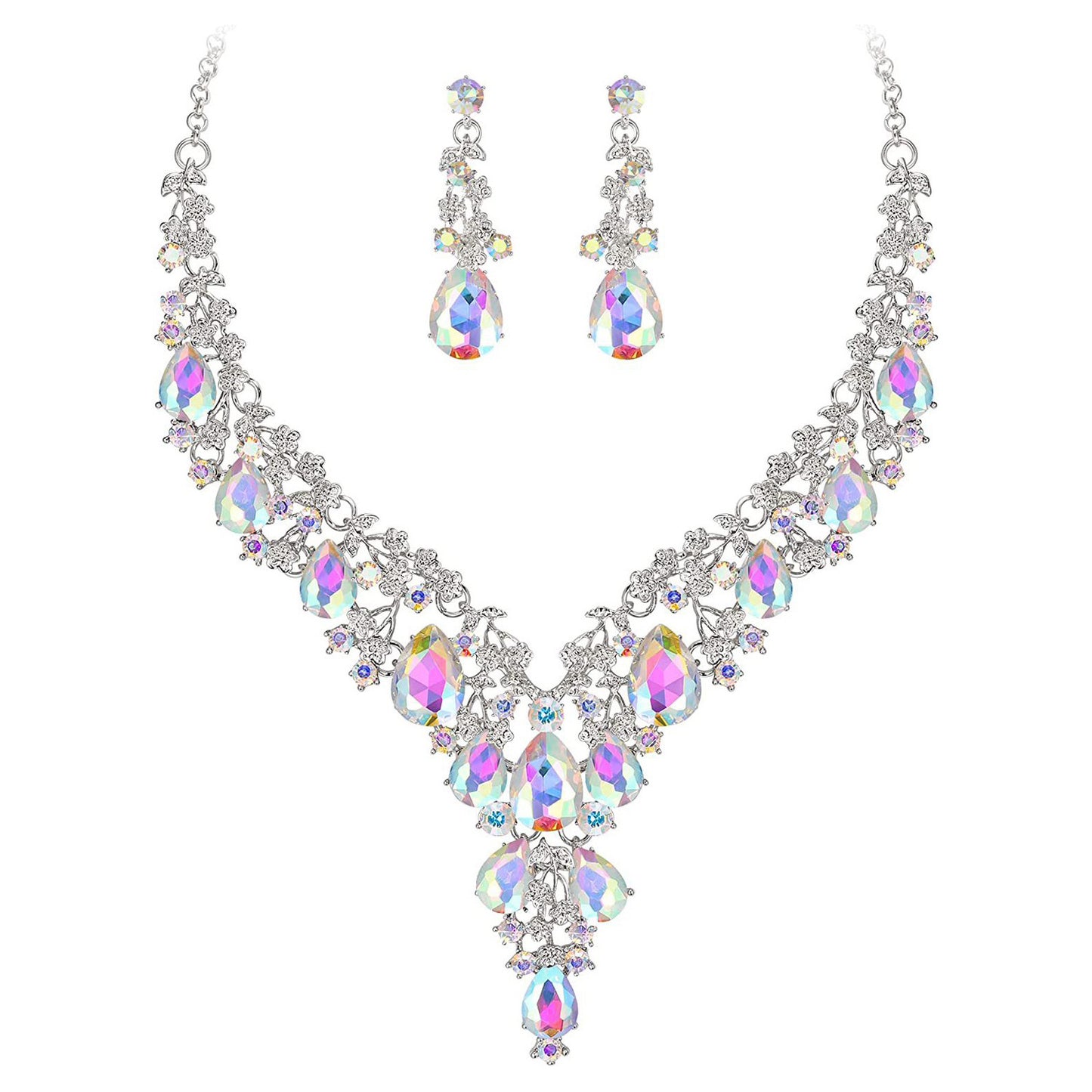 Factory Direct Sales of Cross-Border Popular Water Drop Necklace and Earrings Jewelry Sets, Wedding Dresses, Evening Wear, New Jewelry Accessories