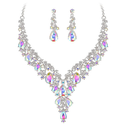 Factory Direct Sales of Cross-Border Popular Water Drop Necklace and Earrings Jewelry Sets, Wedding Dresses, Evening Wear, New Jewelry Accessories