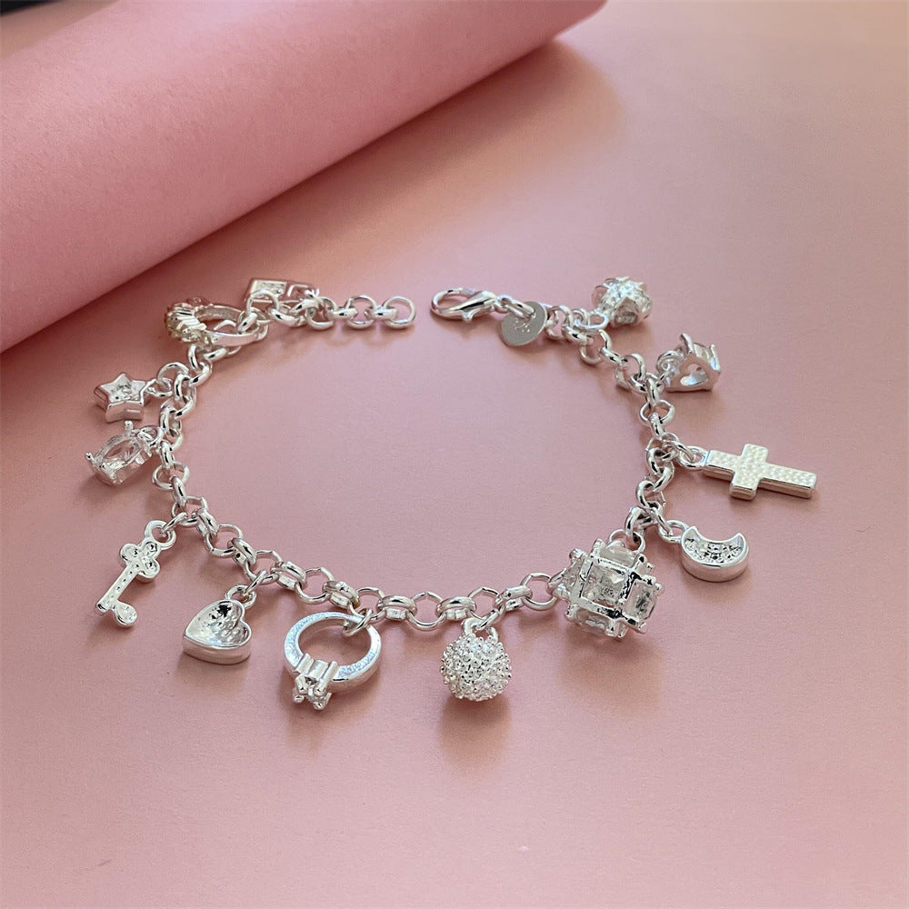 Foreign trade jewelry silver-plated 13 hanging bracelet trembles small red book net red with in stock wholesale bracelet