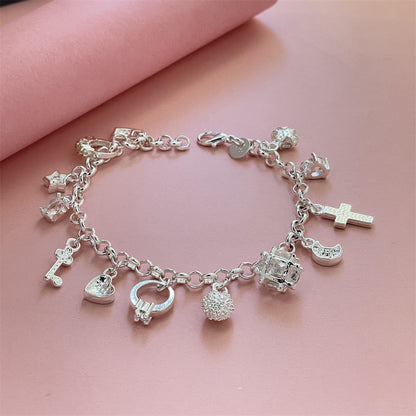 Foreign trade jewelry silver-plated 13 hanging bracelet trembles small red book net red with in stock wholesale bracelet