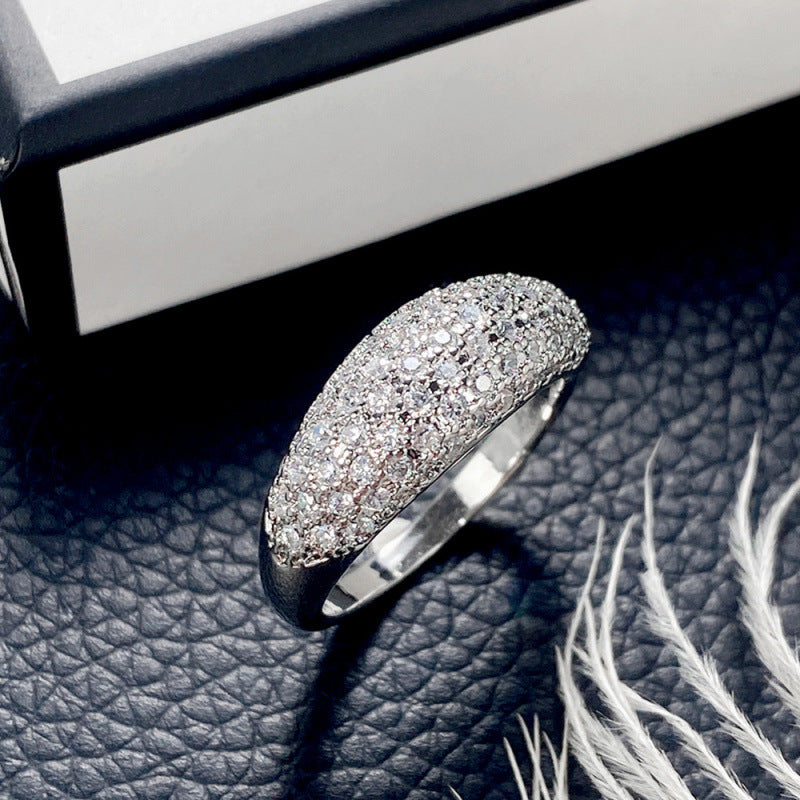 European and American Light Luxury Full Zirconia Ring for Women, High-End Dinner Hand Jewelry, Versatile, Exquisite and Fashionable Jewelry