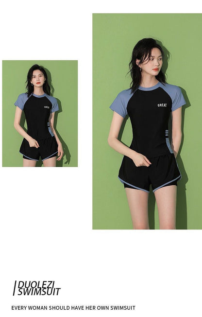 Women's Swimsuit Summer Split Casual Sports Super Fairy Ins Student Conservative Slimming Look Belly-Covering Swimming Pool Swimming Equipment
