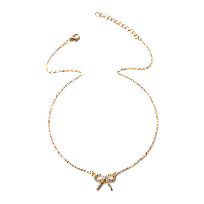 Korean Style Hollow Bow Pendant Clavicle Chain Simple Small Fresh Girl Necklace Fashion Jewelry Exquisite