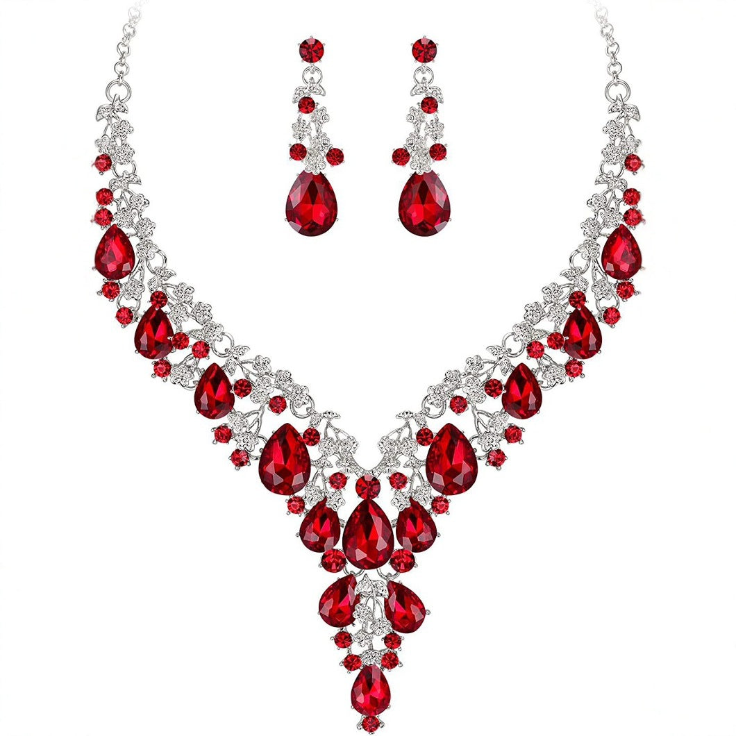 Factory Direct Sales of Cross-Border Popular Water Drop Necklace and Earrings Jewelry Sets, Wedding Dresses, Evening Wear, New Jewelry Accessories
