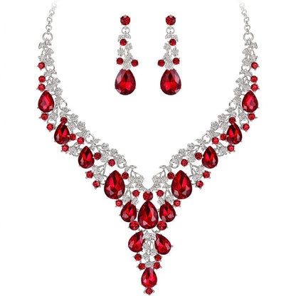Factory Direct Sales of Cross-Border Popular Water Drop Necklace and Earrings Jewelry Sets, Wedding Dresses, Evening Wear, New Jewelry Accessories