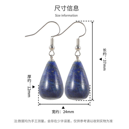 Tourism Memorial Natural Lapis Lapis Lapis Drop Earrings Jewelry European and American Fashion Casual Style Crystal Jewelry Earrings