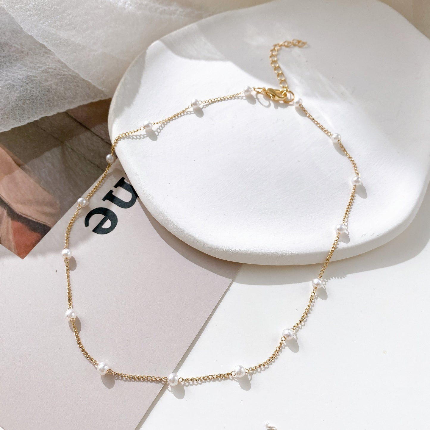 Sweet personality simple natural Joker imitation pearl necklace pearl necklace ladies necklace jewelry wholesale supply
