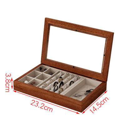 Solid Wood Flannel Jewelry Box Storage Box Ring Necklace Earrings Earrings Desktop Display Box Vintage