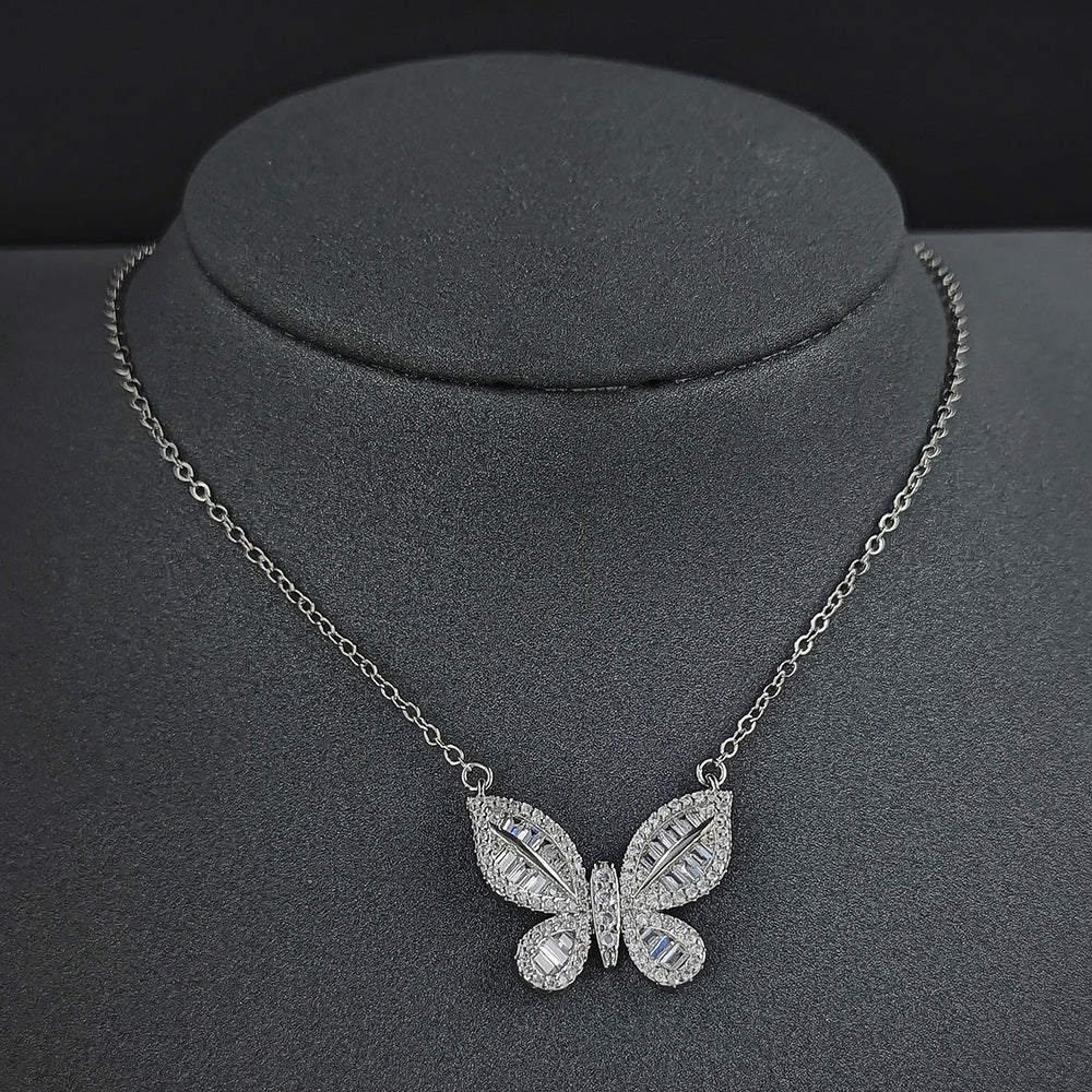 Chinese Valentine's Day Jewelry Set Two-Piece Set Female Butterfly Element Ring Necklace Niche R4204-X5659