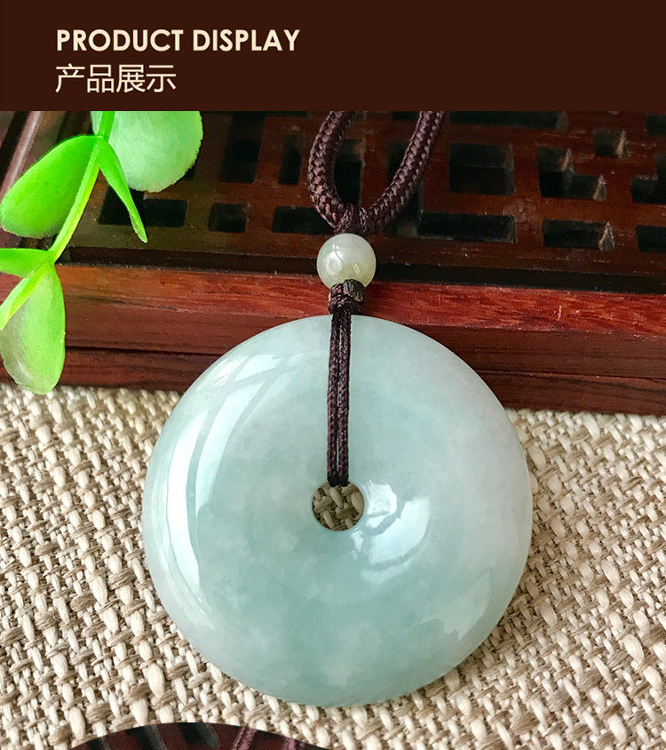 Jade Pendant with Natural Jadeite, Peaceful Buckle, Guanyin Jade Buddha, Burmese Jade Jewelry Factory Wholesale S2091518