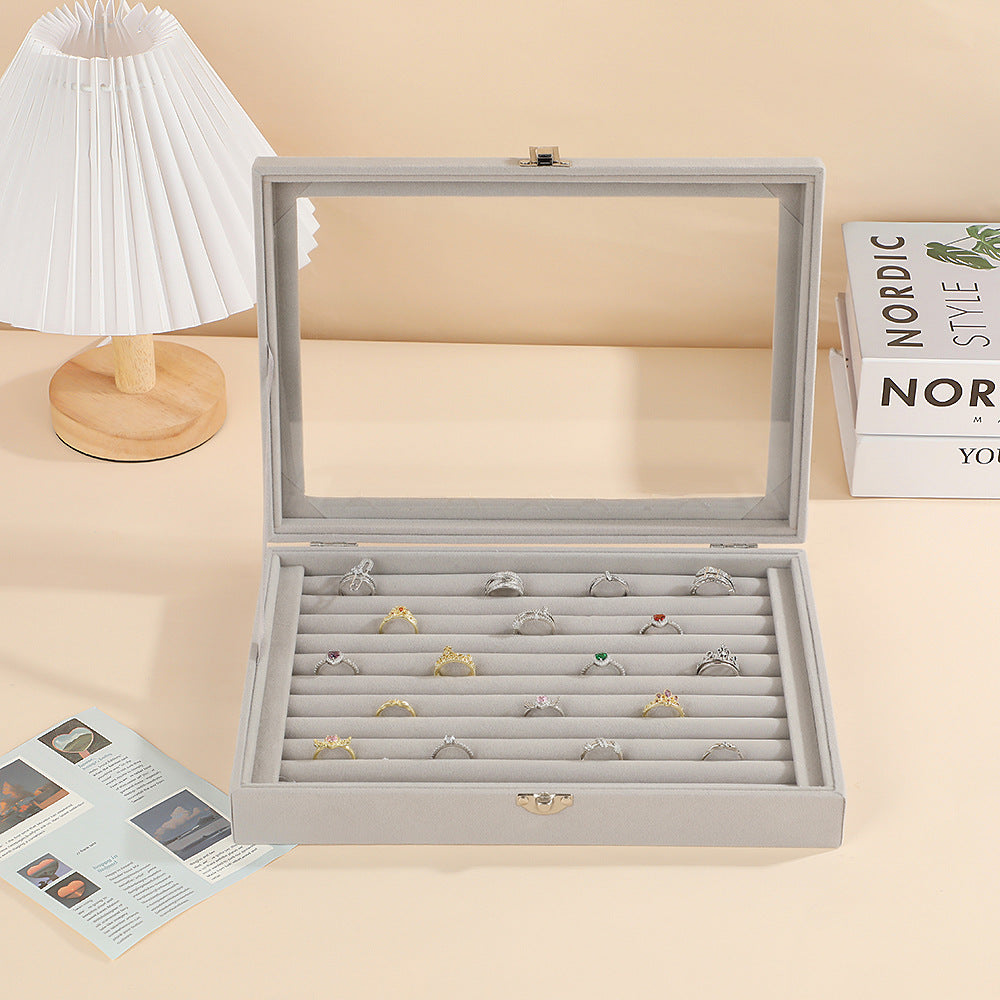 New Jewelry Box Large Capacity Flannel Jewelry Box Ring Necklace Earrings Storage Box Advanced Portable Dust-proof Box