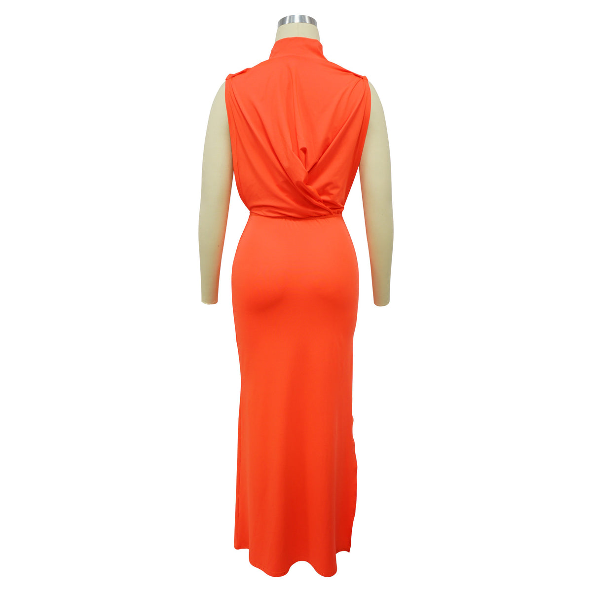 CM.YAYA Women O-neck High Split Ruched Stacked Bodycon Midi Maxi Dress 2024 Evening Party Club Vestidos Sexy Chic Long Dresses
