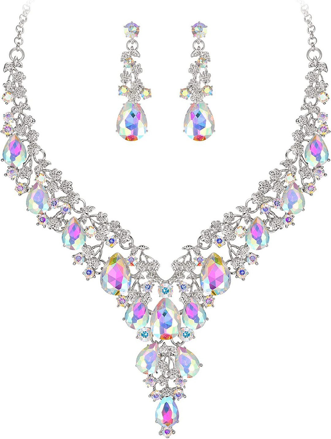 Factory Direct Sales of Cross-Border Popular Water Drop Necklace and Earrings Jewelry Sets, Wedding Dresses, Evening Wear, New Jewelry Accessories