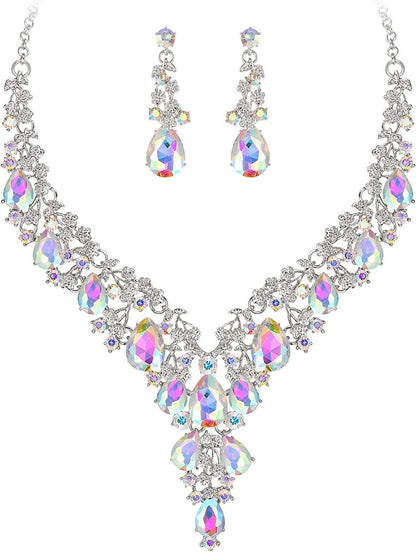 Factory Direct Sales of Cross-Border Popular Water Drop Necklace and Earrings Jewelry Sets, Wedding Dresses, Evening Wear, New Jewelry Accessories