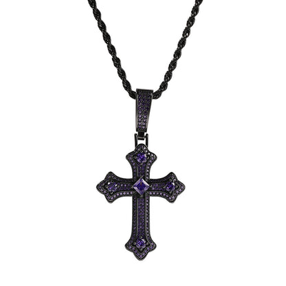 Europe and the United States cross-border jewelry hip-hop cross diamond pendant necklace retro niche Joker Net red necklace wholesale