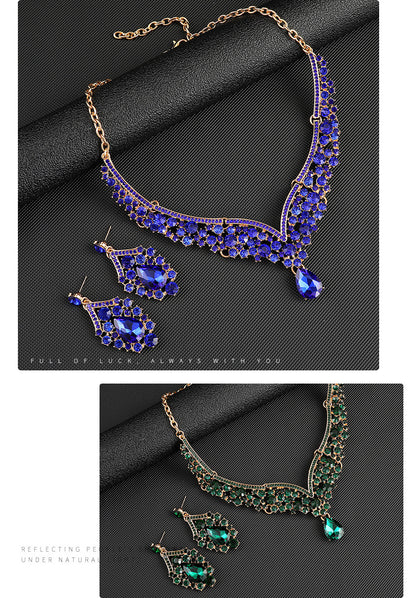 Cross-border foreign trade retro jewelry exaggerated necklace suit luxury crystal jewelry banquet dress accessories manufacturers direct supply