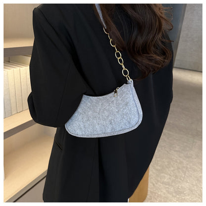 Mini Shoulder Bags for Women Fashion Felt Women's Bag Design Advanced Underarm Handbags Beautiful Purses Crescent SaddleBag 2025