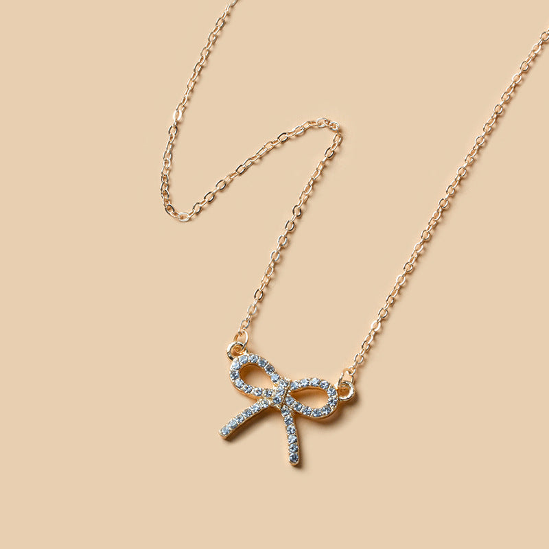 Korean Style Hollow Bow Pendant Clavicle Chain Simple Small Fresh Girl Necklace Fashion Jewelry Exquisite