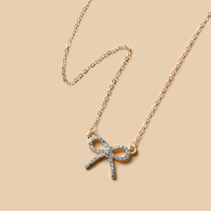 Korean Style Hollow Bow Pendant Clavicle Chain Simple Small Fresh Girl Necklace Fashion Jewelry Exquisite