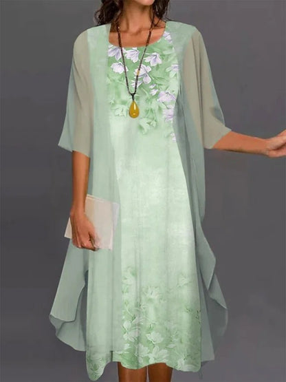 2023 European and American Hot Selling Independent Site Amazon Wish Spring & Fall Fashionable and Elegant Chiffon Dress Two-Piece Set