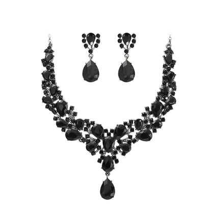 Jewelry Popular Exaggerated Bridal Necklace Bracelet Earrings Three-Piece High-End Crystal Banquet Jewelry Set