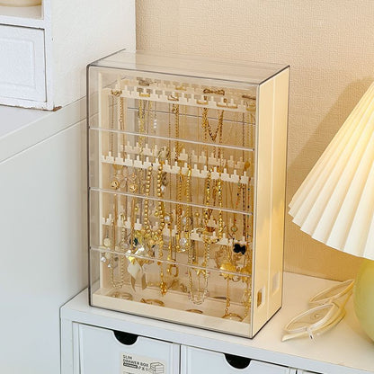 Gold Jewelry Storage Box Dust-proof Pull-out Anti-oxidation Earrings Necklace Ring Display Stand Desktop High-end Light Luxury