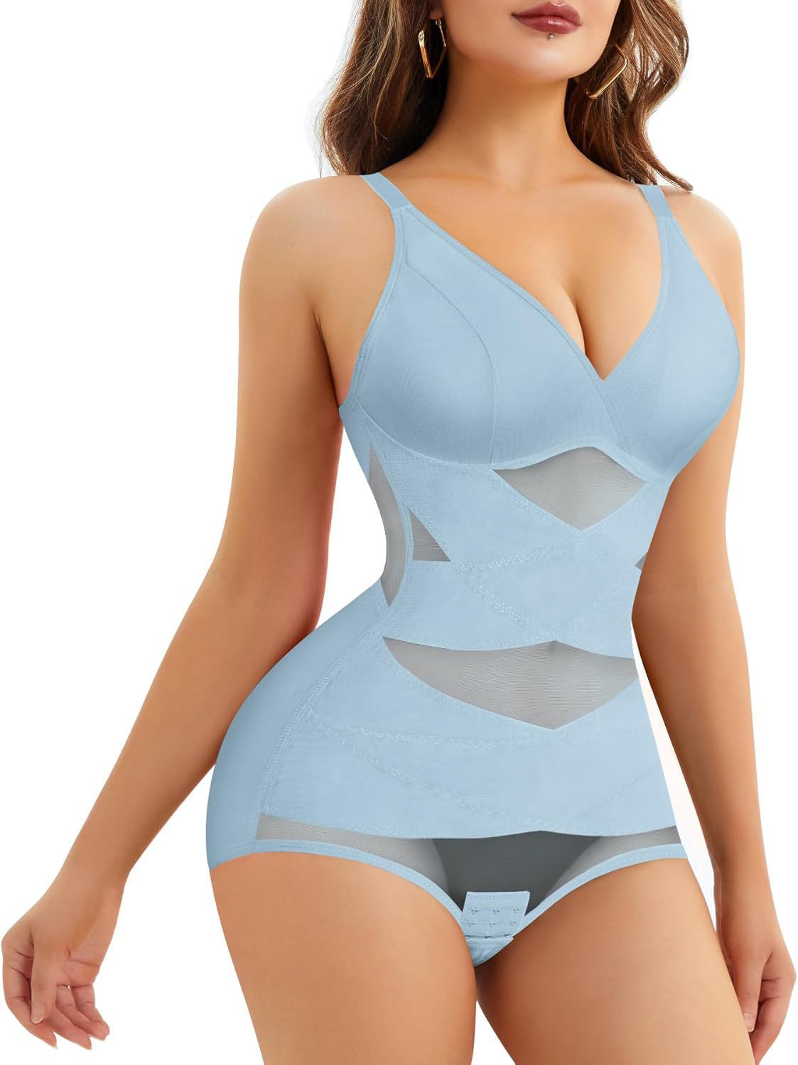 Hot Selling Body Shaping One-Body Shaping One-Body Shaping Sling V-Neck Cup Mesh Waist Plastic Breathable Sports Body Shaping One-Body Shaping One-Body Shaping