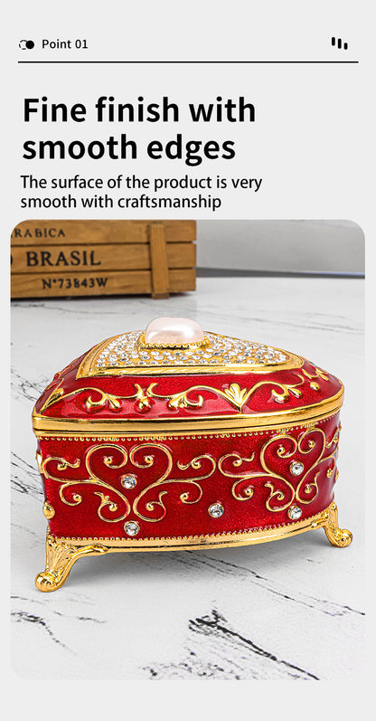 Cross-border E-commerce European-style Retro Metal Jewelry Box Exquisite Enamel Color Necklace Jewelry Storage Box Princess Jewelry Box
