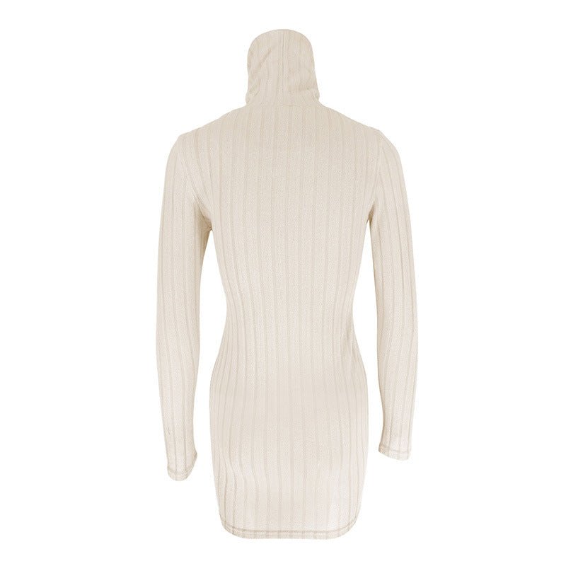 Ab480 Quality Model 2024 Spring Style Elegant Women's Polyester Long-Sleeve Round-Neck Bodycon Dress Wholesale from Manufacturer