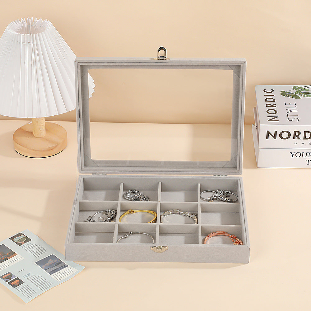 New Jewelry Box Large Capacity Flannel Jewelry Box Ring Necklace Earrings Storage Box Advanced Portable Dust-proof Box