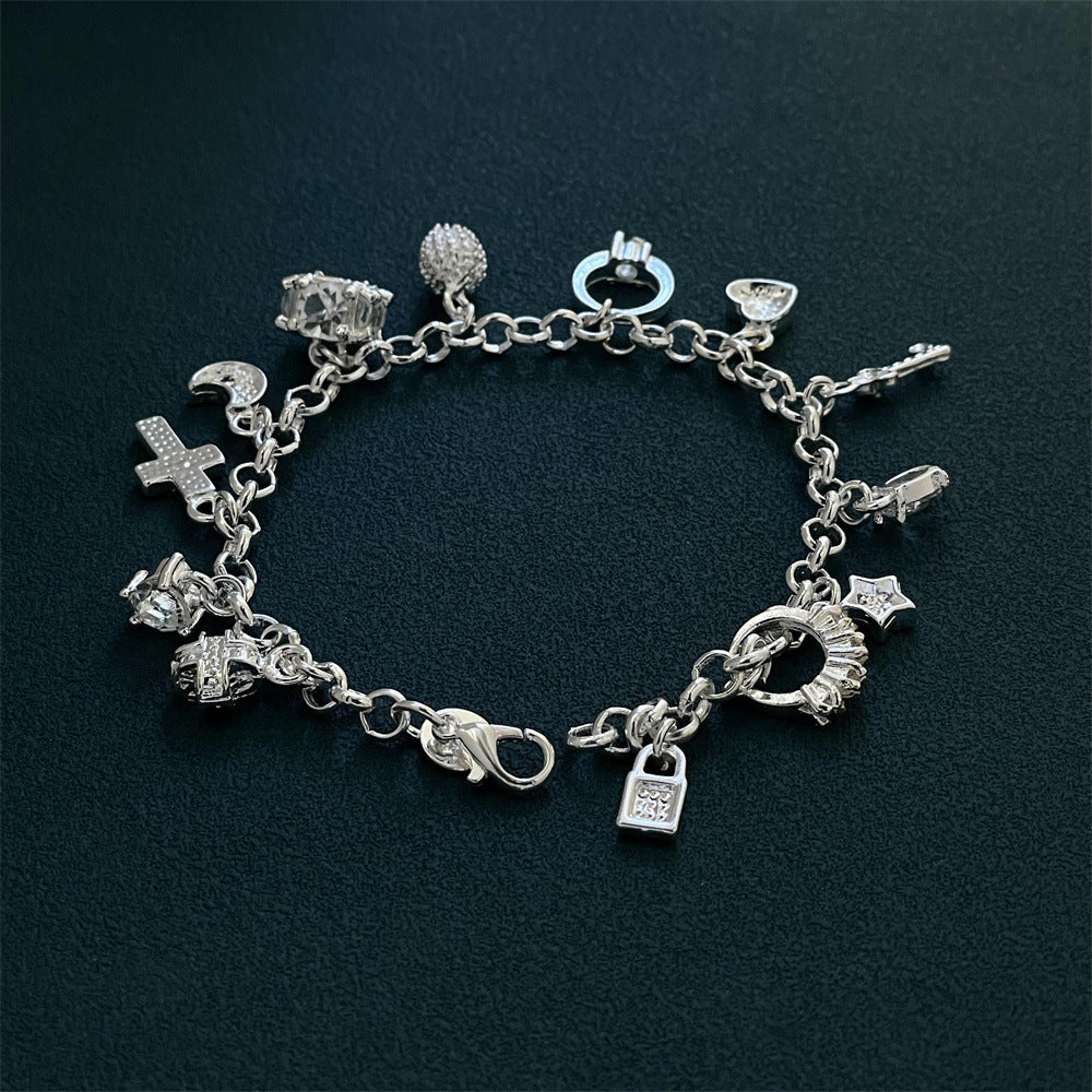 Foreign trade jewelry silver-plated 13 hanging bracelet trembles small red book net red with in stock wholesale bracelet