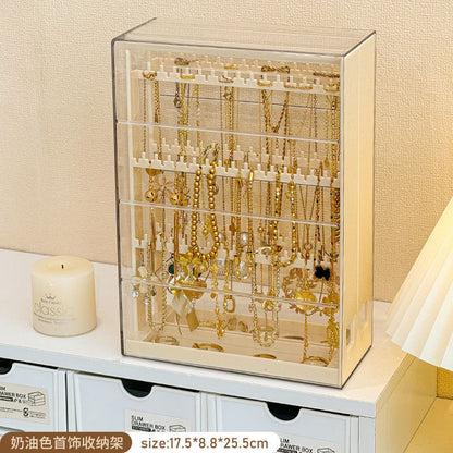Gold Jewelry Storage Box Dust-proof Pull-out Anti-oxidation Earrings Necklace Ring Display Stand Desktop High-end Light Luxury