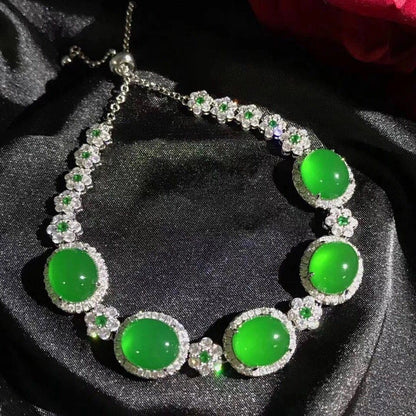 Manufacturer Wholesale High Ice Chalcedony 925 Silver Inlaid Full Diamond Bracelet Pink Agate Jade Women's Bracelet Jewelry