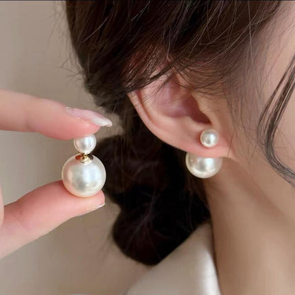 Shijia size pearl earrings women's 2024 new style multi-wearing light luxury temperament earrings s925 silver needle ear jewelry