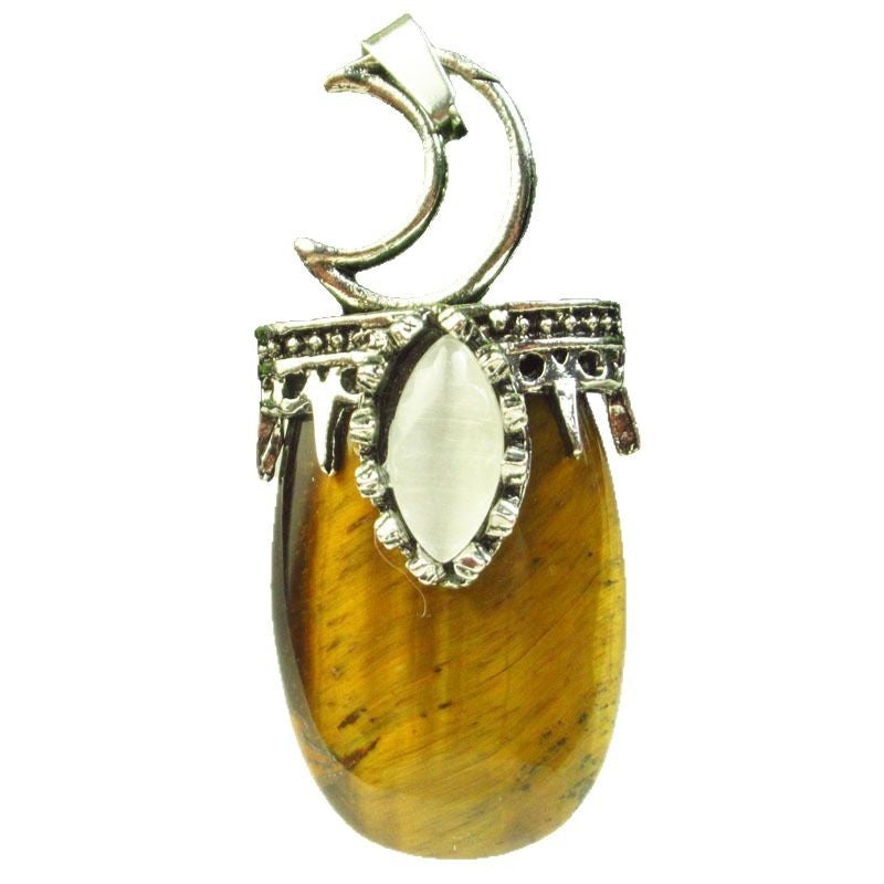 Natural Crystal Agate Stone Inlaid Alloy Sun Moon Star Gemstone Pendant DIY Necklace Jewelry Pendant Wholesale