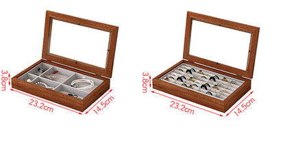 Solid Wood Flannel Jewelry Box Storage Box Ring Necklace Earrings Earrings Desktop Display Box Vintage