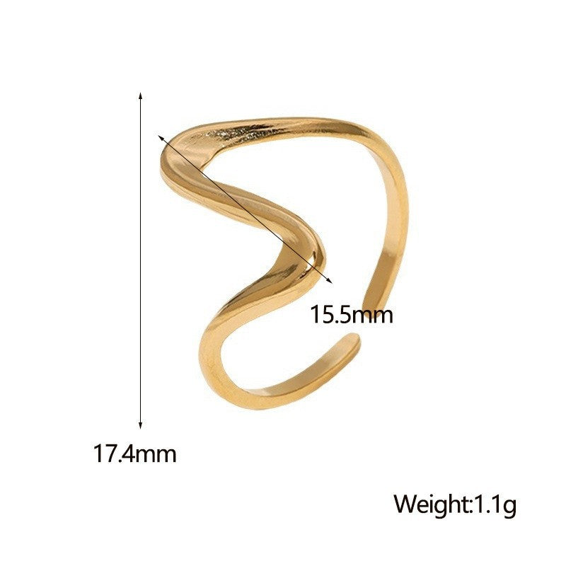 European and American Fashionable Simple Stainless Steel Ring for Women, Non-Fading 18K Gold Jewelry, Niche High-End Line Hand Jewelry