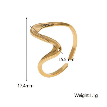 European and American Fashionable Simple Stainless Steel Ring for Women, Non-Fading 18K Gold Jewelry, Niche High-End Line Hand Jewelry