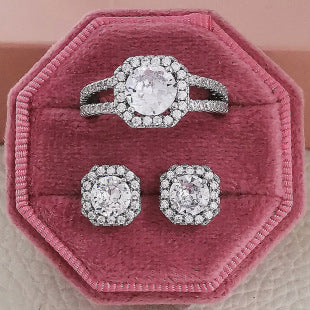 Cross Border jewelry Set Long Zircon Earrings Ring Necklace Jewelry Four Piece Set Hot Sale J6177