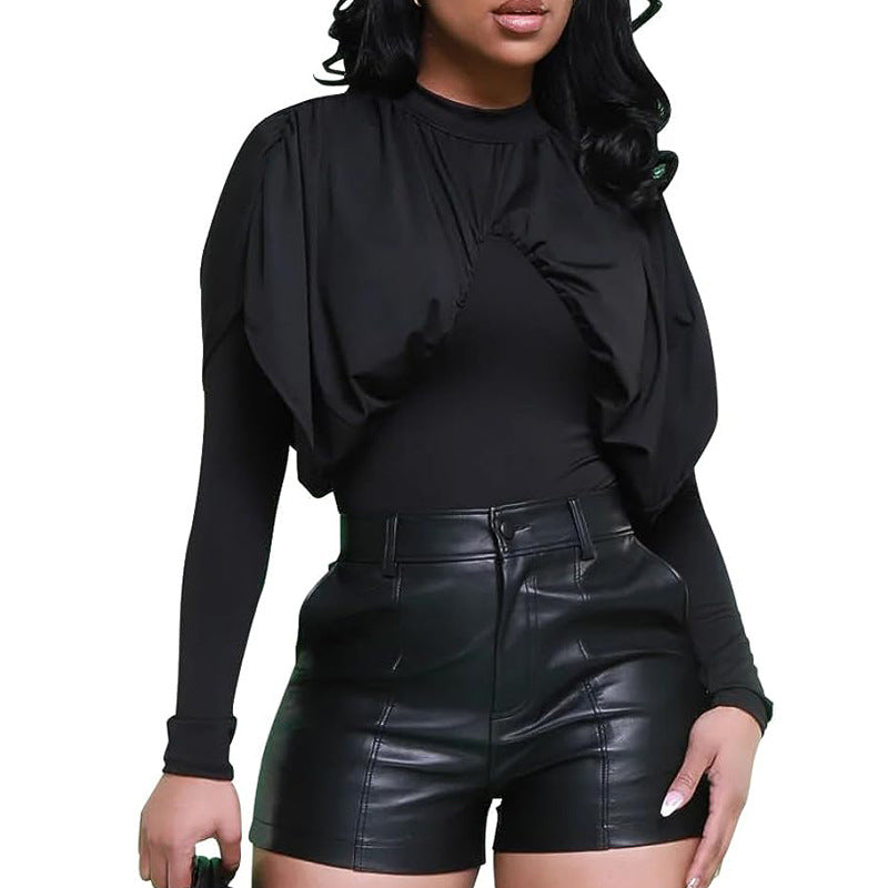 Foreign trade women's autumn new shorts women's fashion PU leather pants Women's European and American fashion tight hip lifting pants in stock