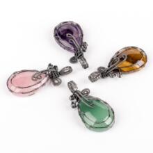Fashion ancient silver owl tree of life pendant natural water wafer ring inlay pendant foreign trade jewelry necklace