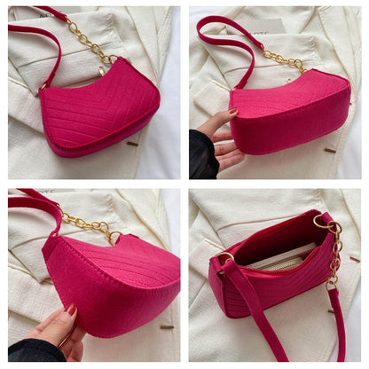 Mini Shoulder Bags for Women Fashion Felt Women's Bag Design Advanced Underarm Handbags Beautiful Purses Crescent SaddleBag 2025
