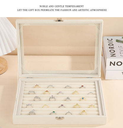 New Jewelry Box Large Capacity Flannel Jewelry Box Ring Necklace Earrings Storage Box Advanced Portable Dust-proof Box