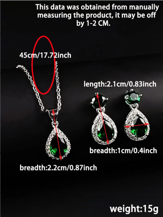 Foreign trade e-commerce Dubai jewelry water drop pear-shaped earrings necklace colorful zircon ear two-piece e5620 x711